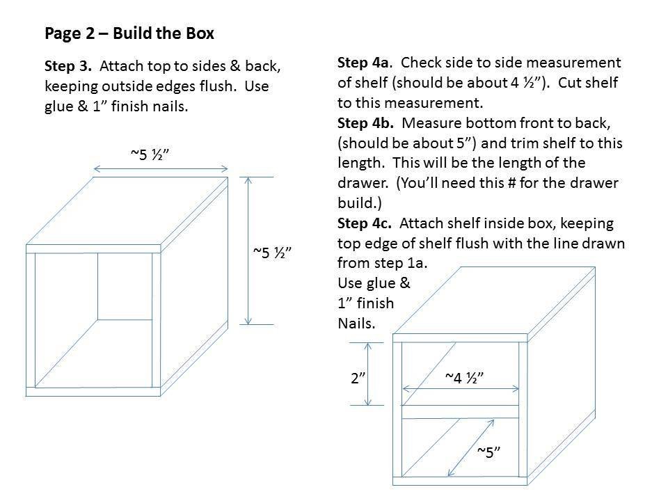 1-Board Cedar 2-Drawer Desktop Storage Cube — step 2