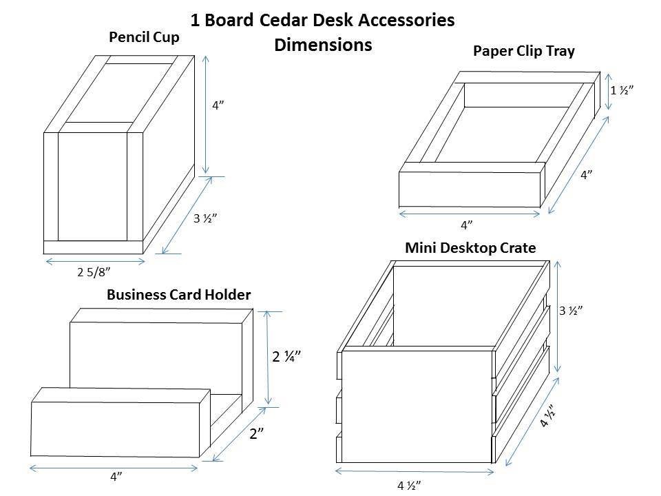 1-board Cedar Desk Accessory Set dimension diagram 1