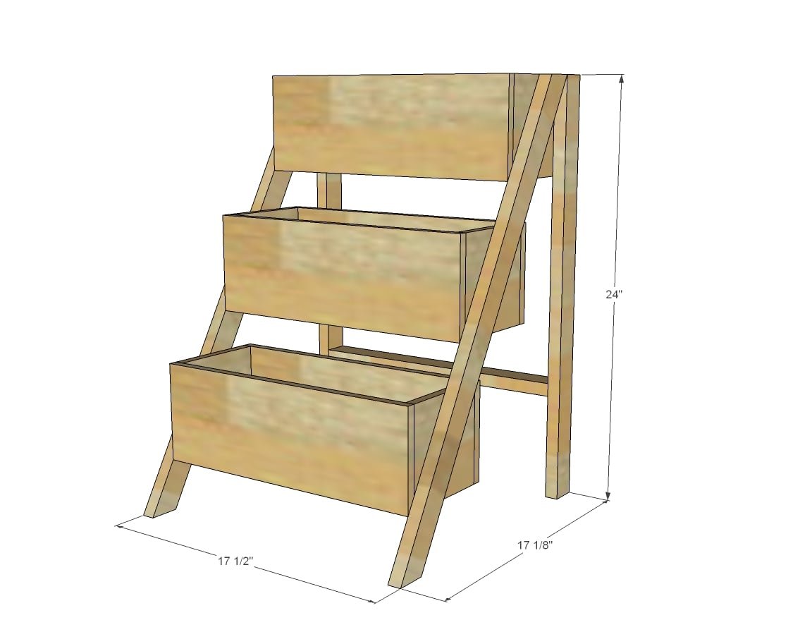 $10 Cedar Tiered Flower Planter or Herb Garden dimension diagram 1