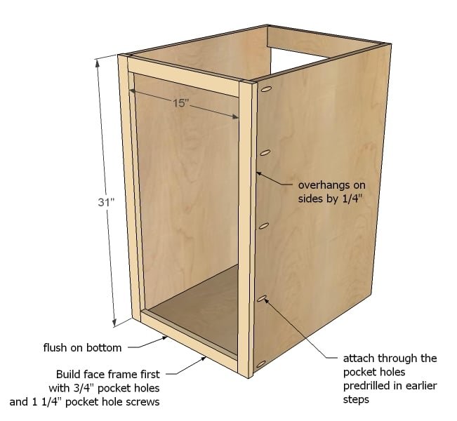 18" Kitchen Base Cabinet (Face Frame) Trash Pull Out or Storage Cupboard with Door — step 3