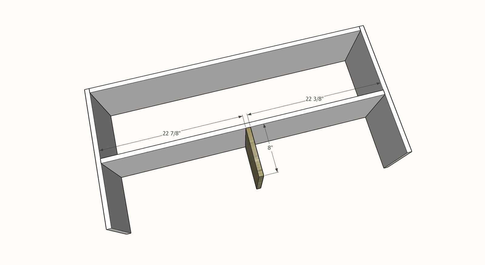 1x12 Coffee Table with Storage and Shelves — step 3