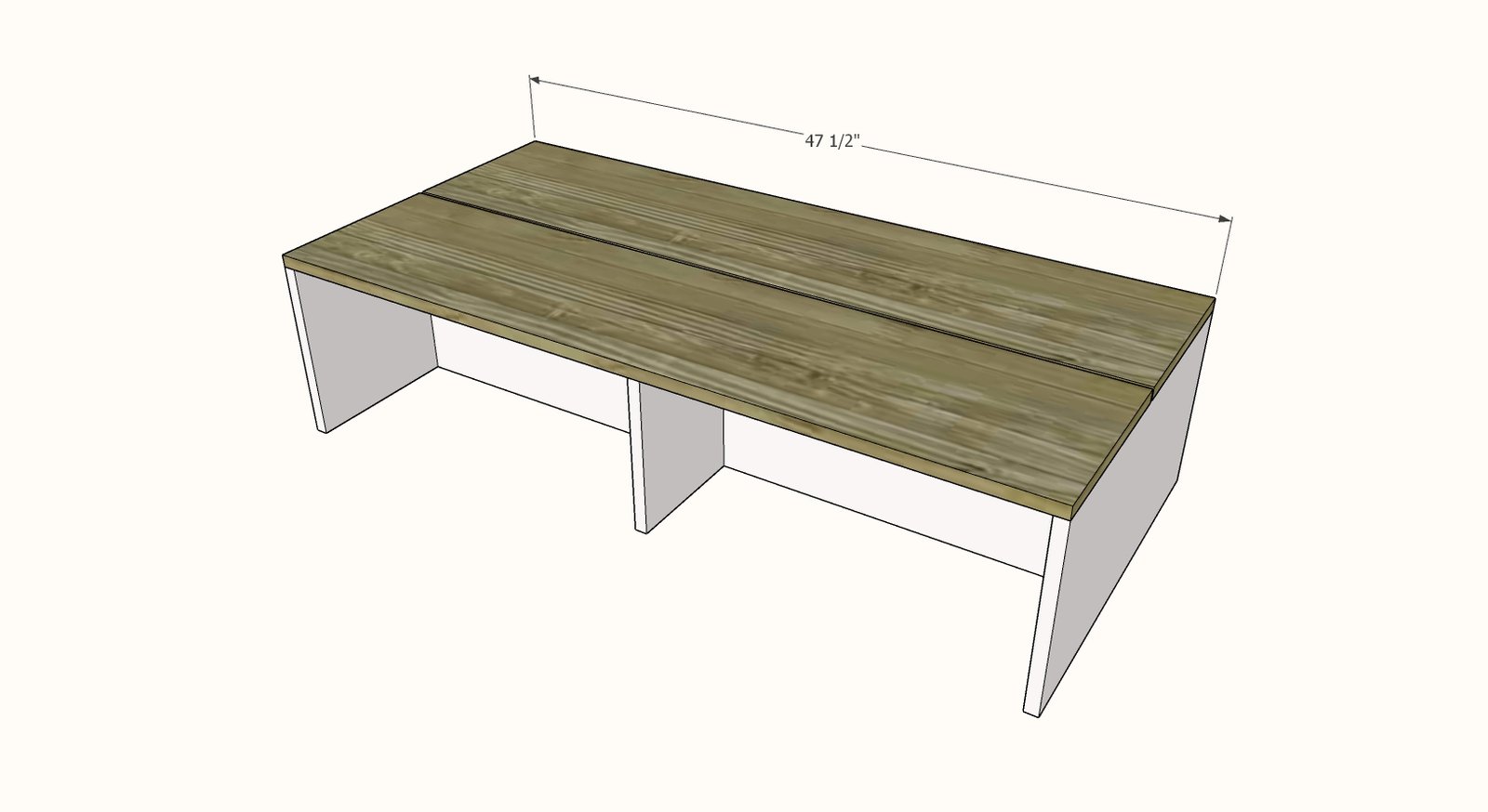 1x12 Coffee Table with Storage and Shelves — step 4