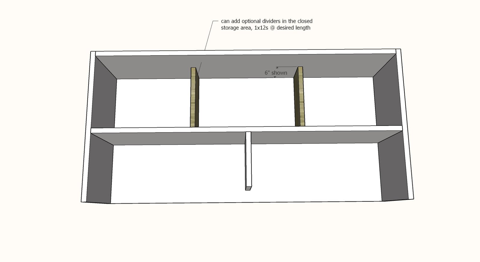 1x12 Coffee Table with Storage and Shelves — step 5