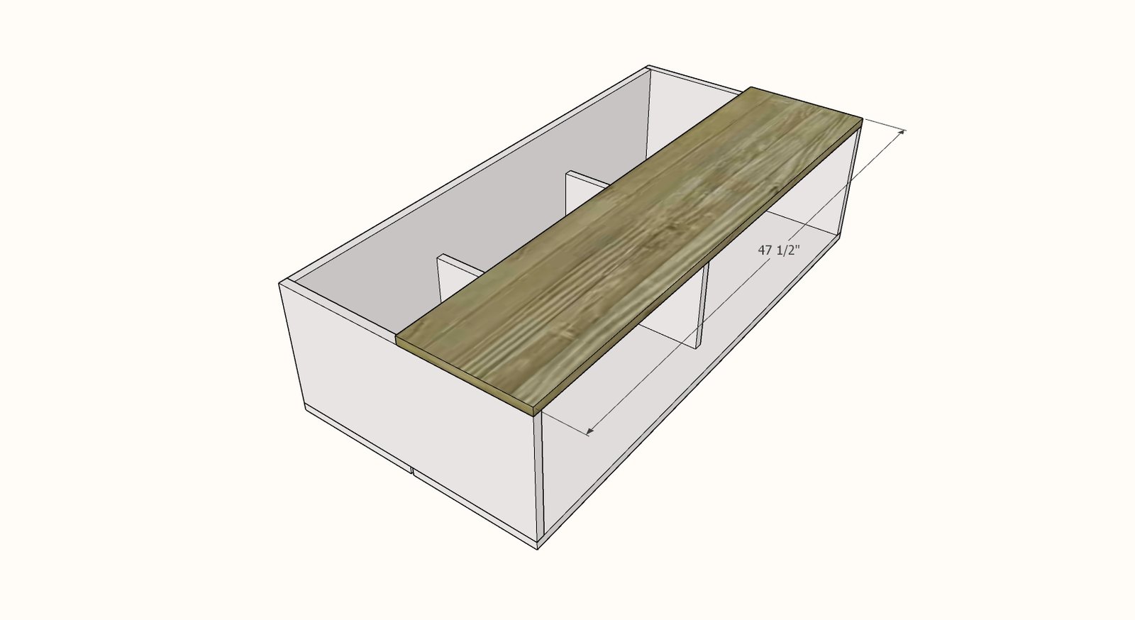 1x12 Coffee Table with Storage and Shelves — step 6