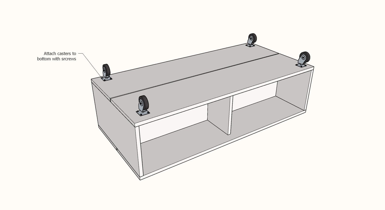 1x12 Coffee Table with Storage and Shelves — step 8