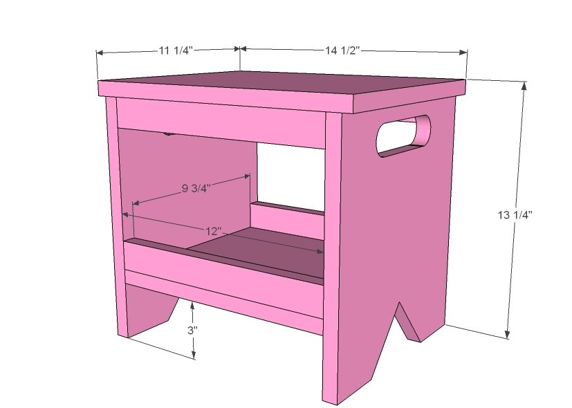 1x12 Play Table Bench with Storage dimension diagram 1