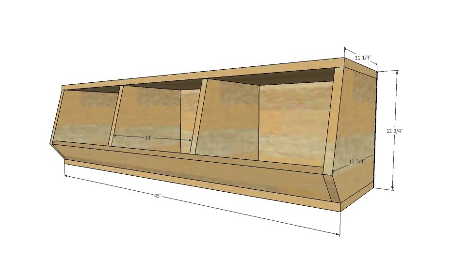 1x12 Stackable Wood Bulk Bins dimension diagram 1