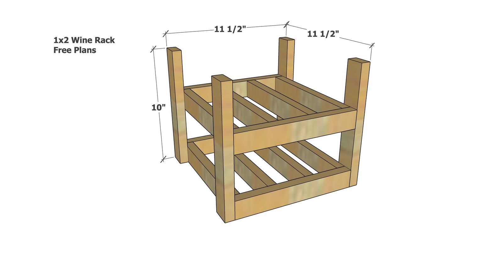 1x2 Wine Rack dimension diagram 1