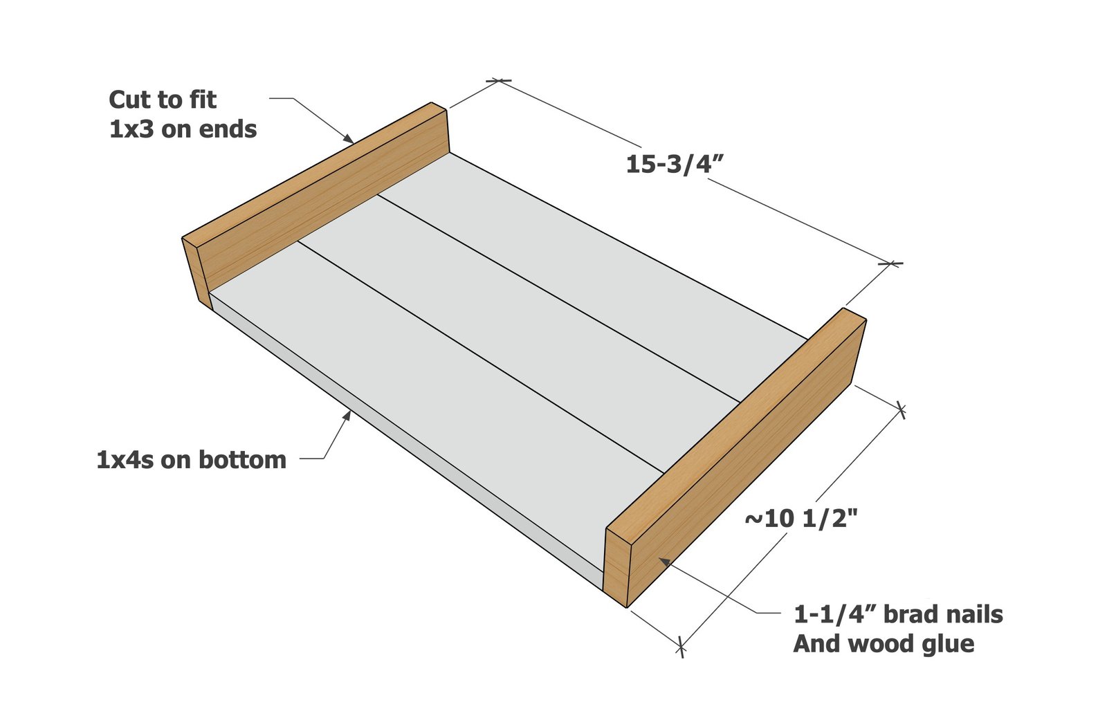 1x3 and 1x4 Wood Box Tray — step 1