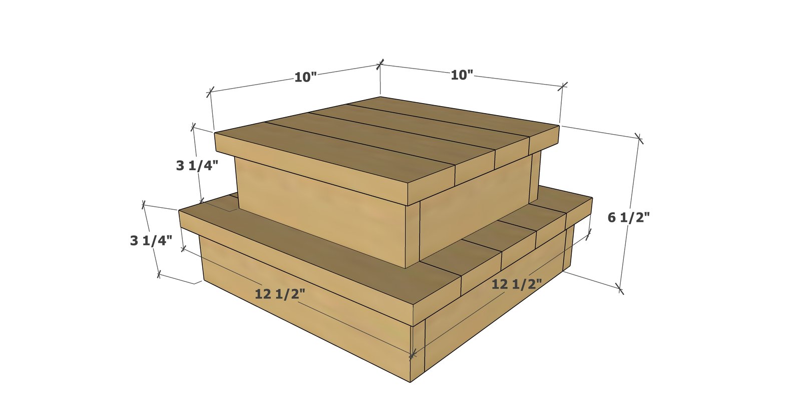 1x3 Furring Strip Cake Stand dimension diagram 1