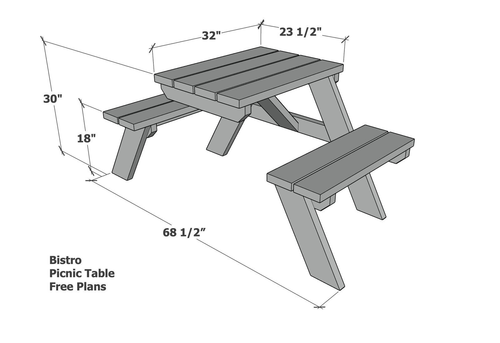 2 Person Picnic Table dimension diagram 1