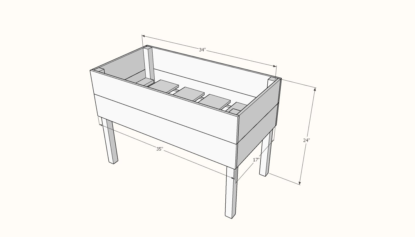 $20 Raised Planter Box dimension diagram 1