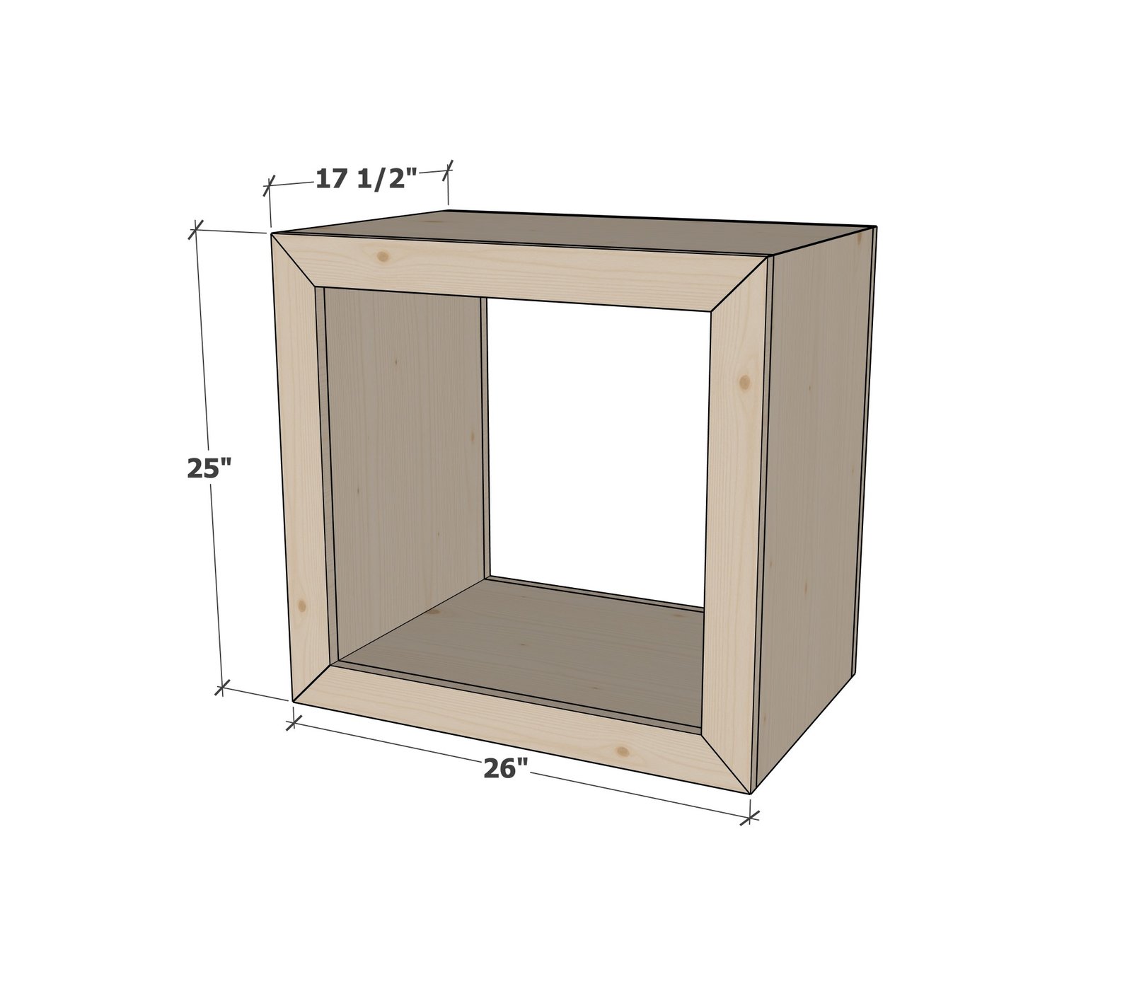 26" Waterfall Framed End Table dimension diagram 1