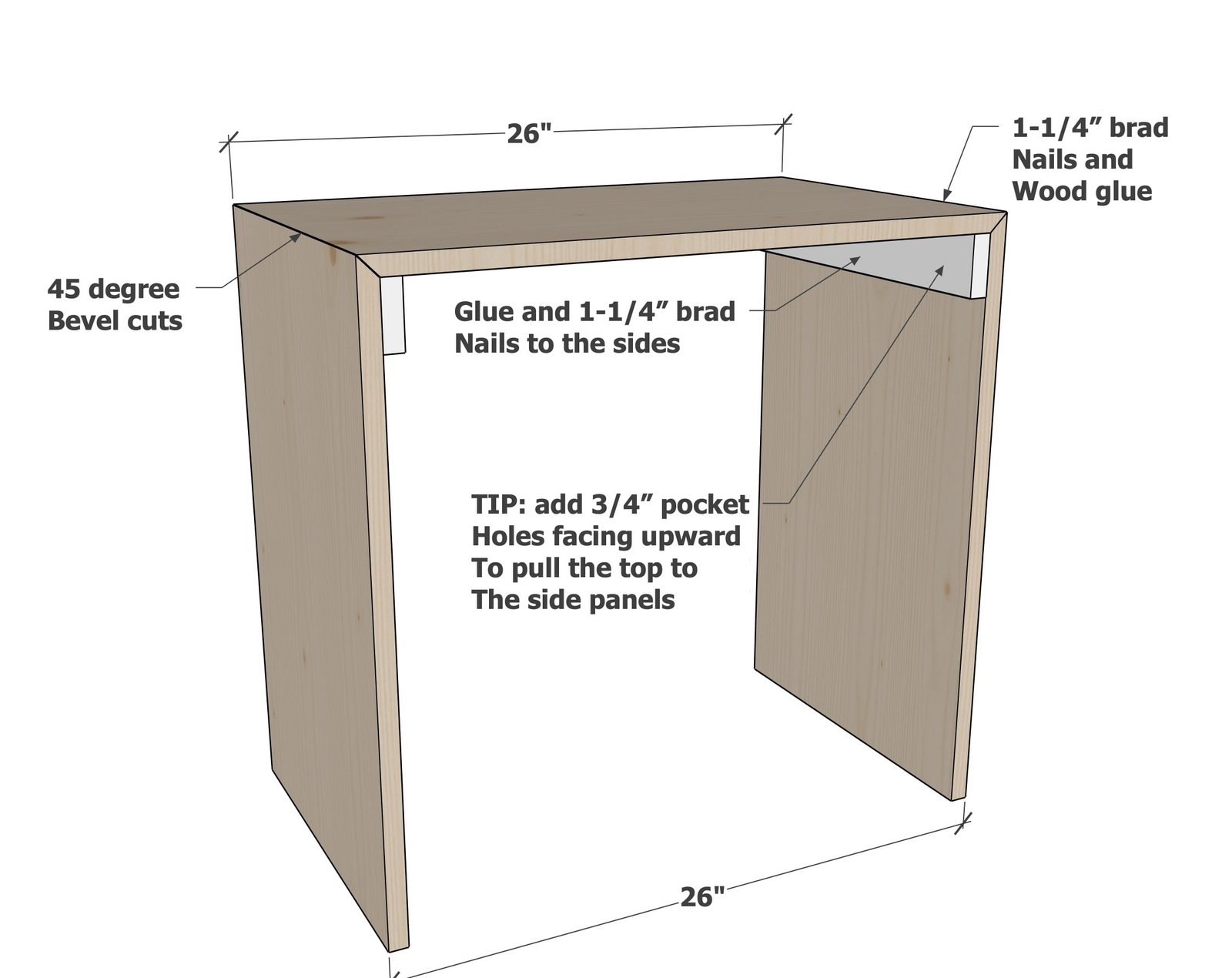 26" Waterfall Framed End Table — step 1