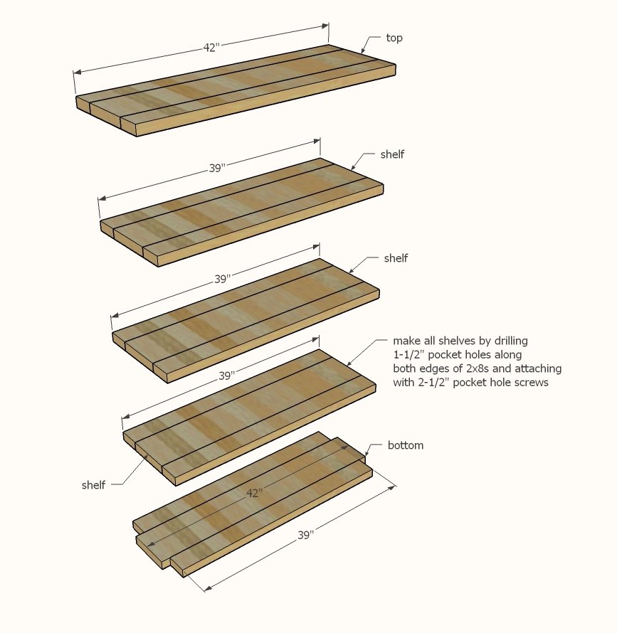 2x Wood Rolling Shelf — step 1