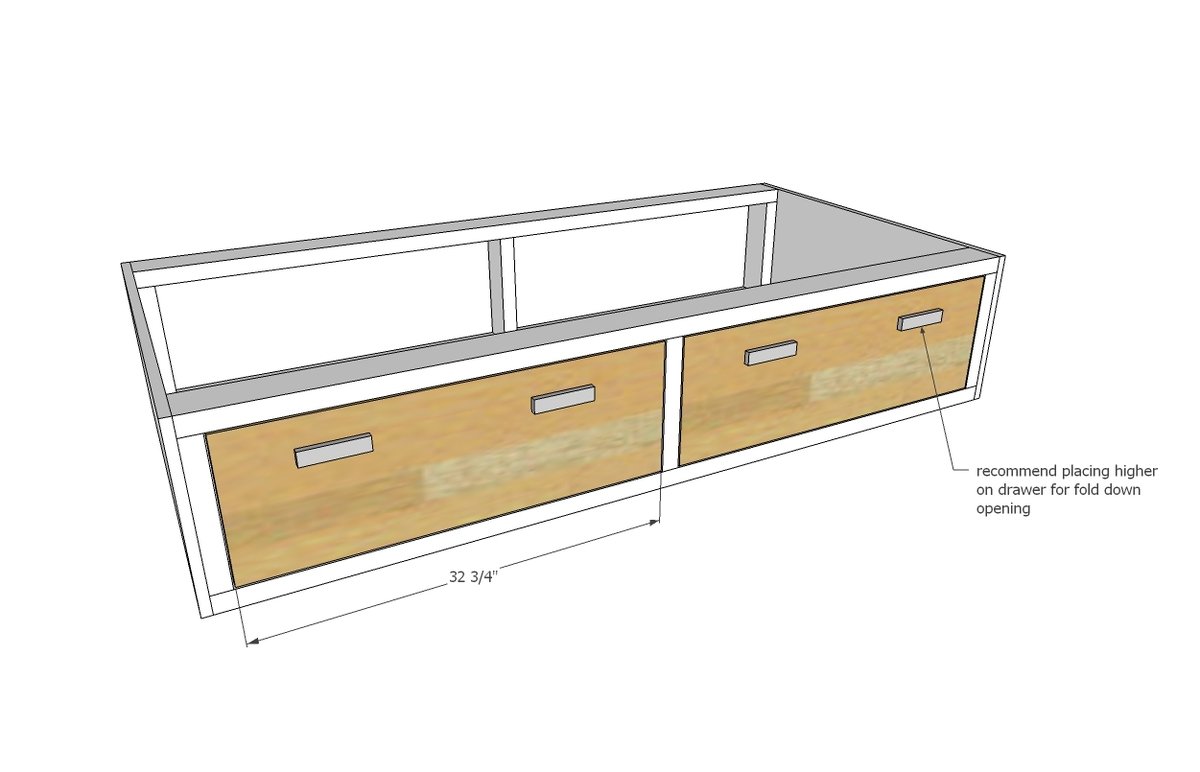 2x4 Captains Bed with Flip Down Storage — step 3