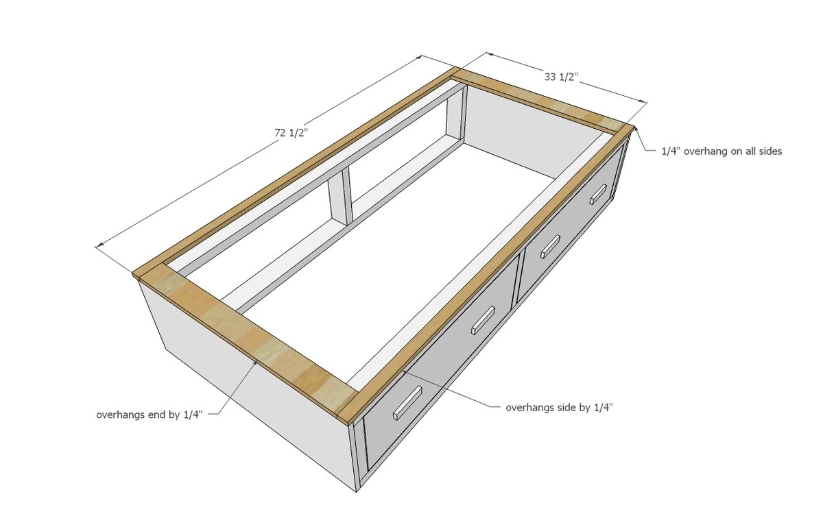 2x4 Captains Bed with Flip Down Storage — step 4