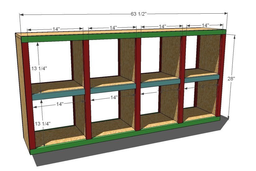 2x4 Console Cubby Shelves — step 3