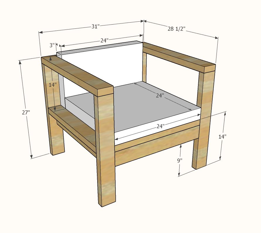 2x4 Outdoor Chair dimension diagram 1