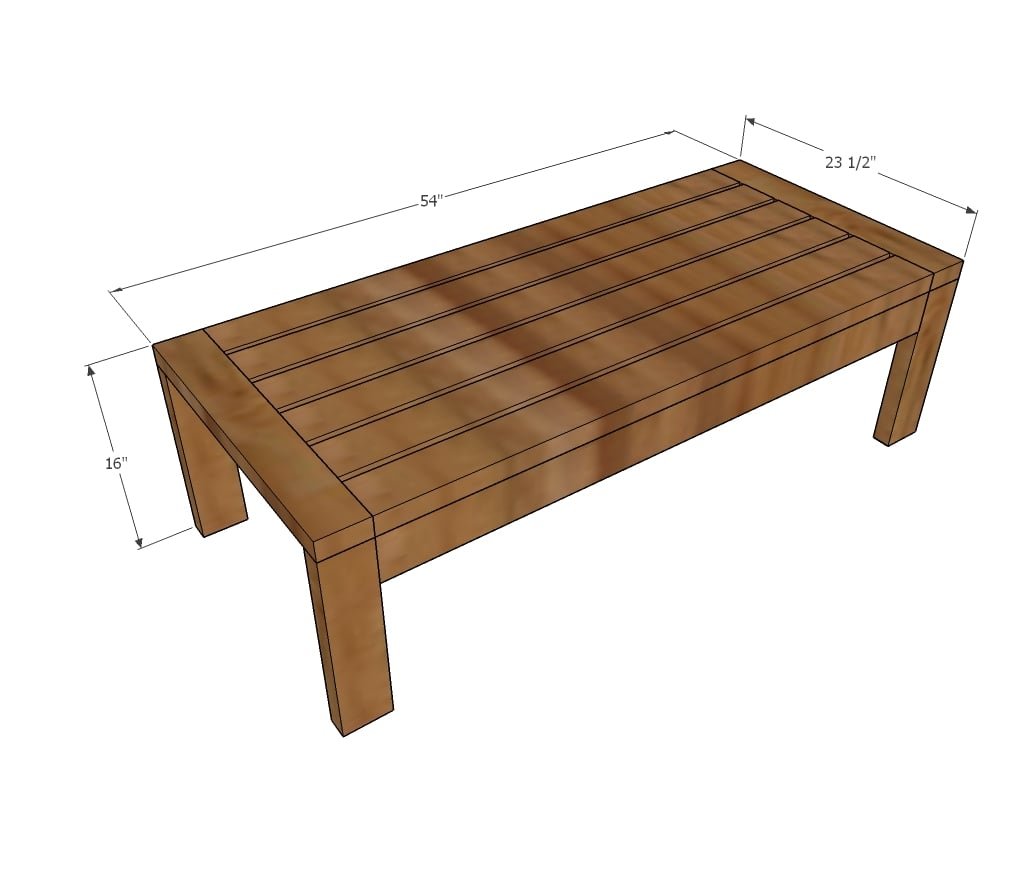 2x4 Outdoor Coffee Table dimension diagram 1