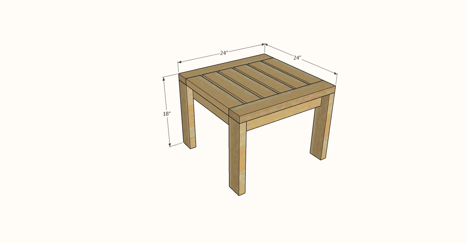 2x4 Outdoor Side Table dimension diagram 1