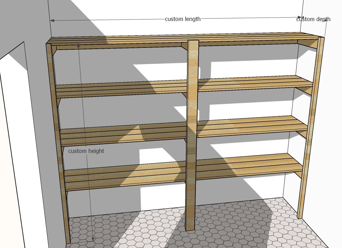 2x4 Storage Shelving dimension diagram 1