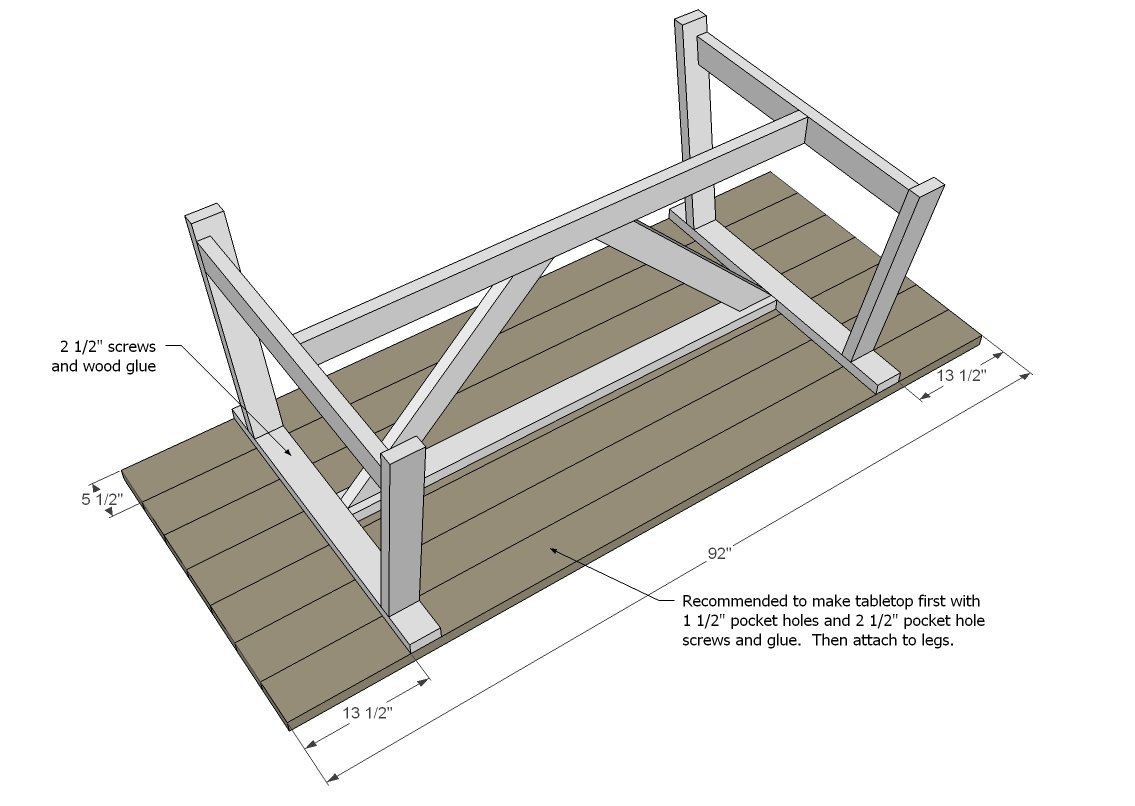 2x4 Truss Style Farm Table — step 5