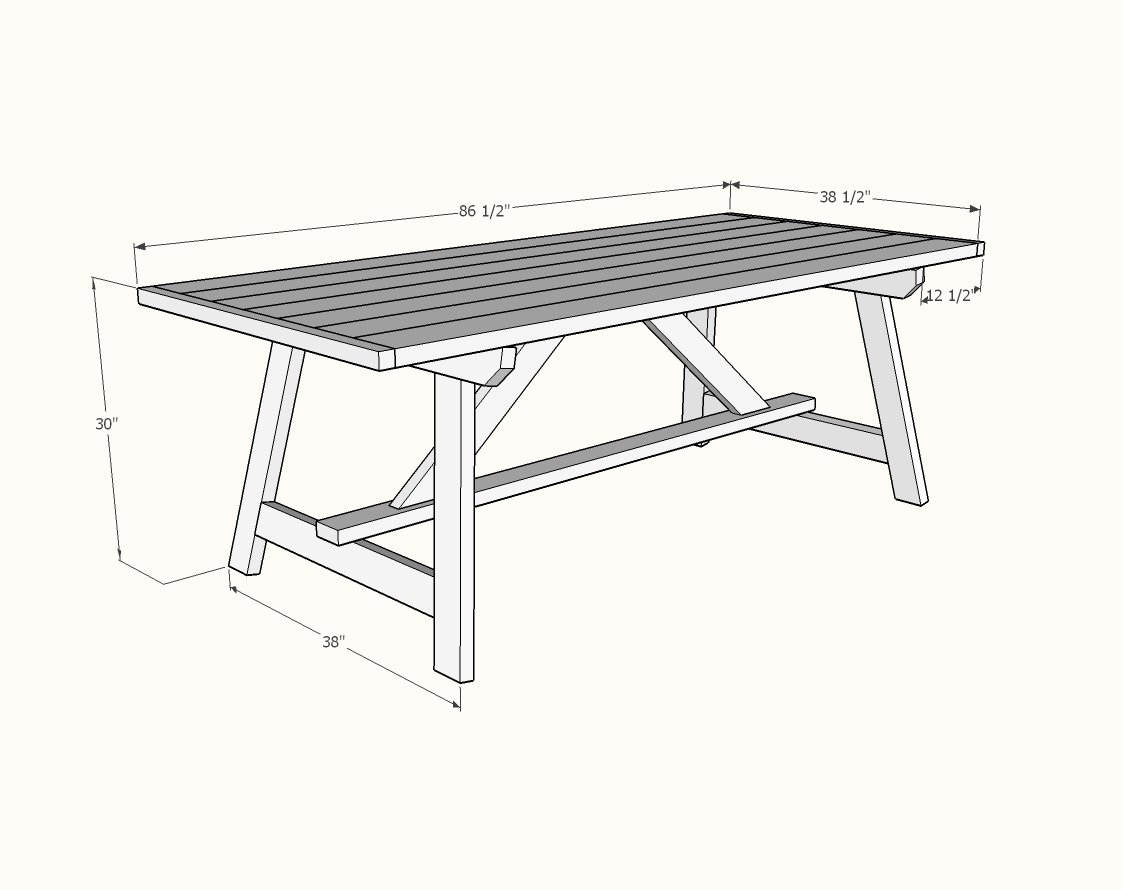 2x4 Truss Table dimension diagram 1