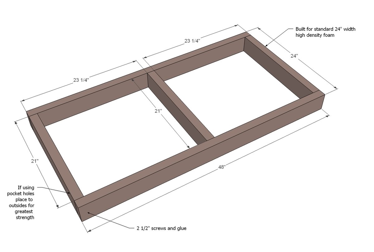 2x4 Upholstered Banquette Seat — step 1