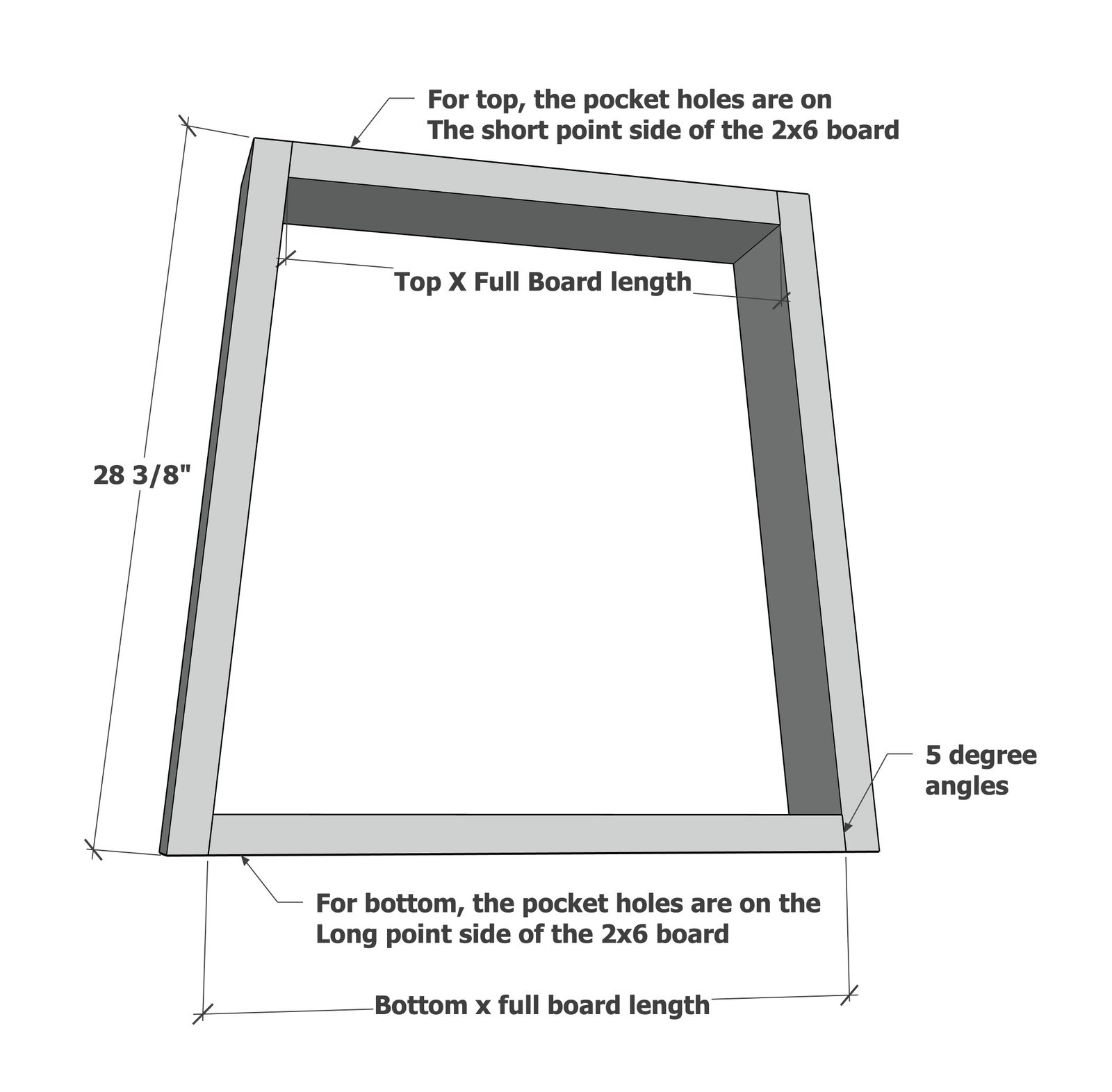 2x6 Angled Leg Pedestal Base (Any Size) — step 1