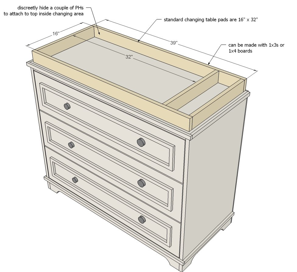 3 Drawer Dresser or Baby Changing Table — step 10