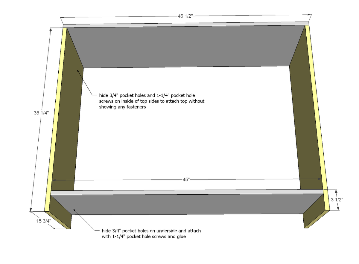 3 Drawer Open Shelf Simple Entryway Console — step 1