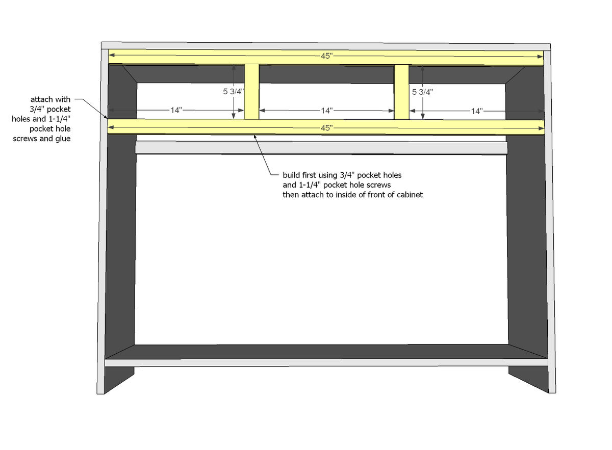 3 Drawer Open Shelf Simple Entryway Console — step 3