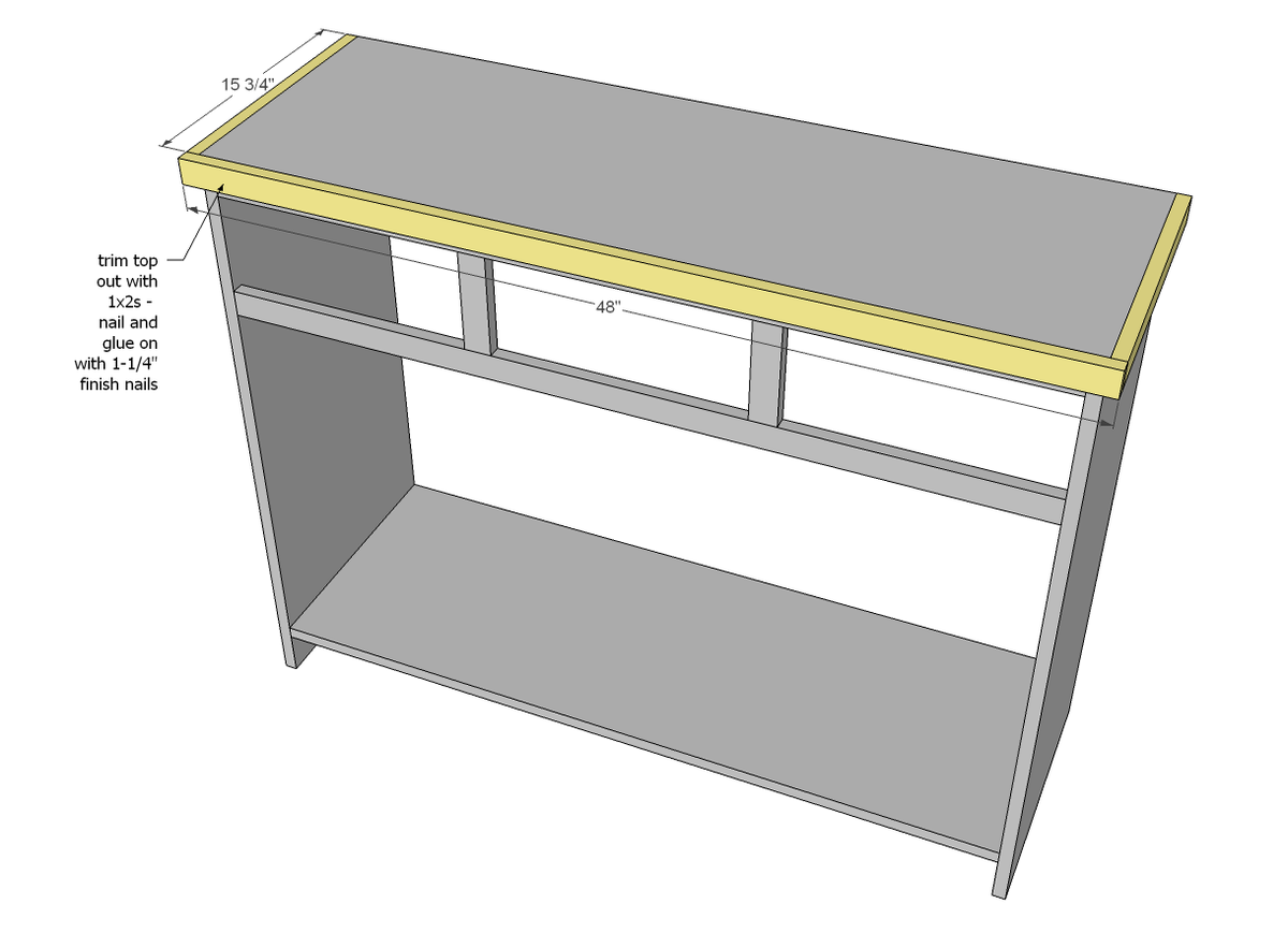 3 Drawer Open Shelf Simple Entryway Console — step 4