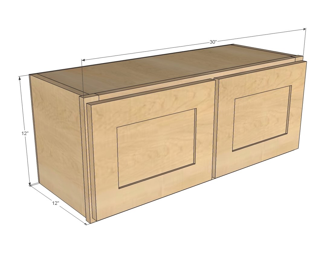 30" x 12" Above Range Wall Cabinet dimension diagram 1