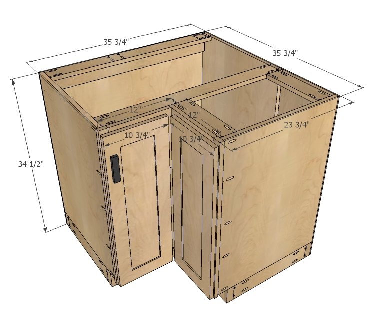 36" Corner Base Easy Reach Kitchen Cabinet dimension diagram 1