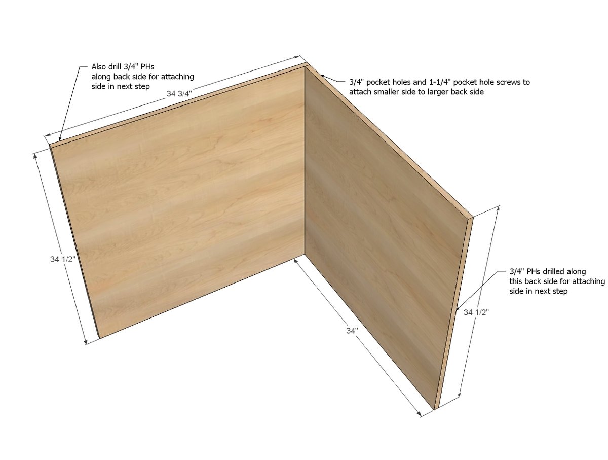 36" Corner Base Pie Cut Kitchen Cabinet — step 1