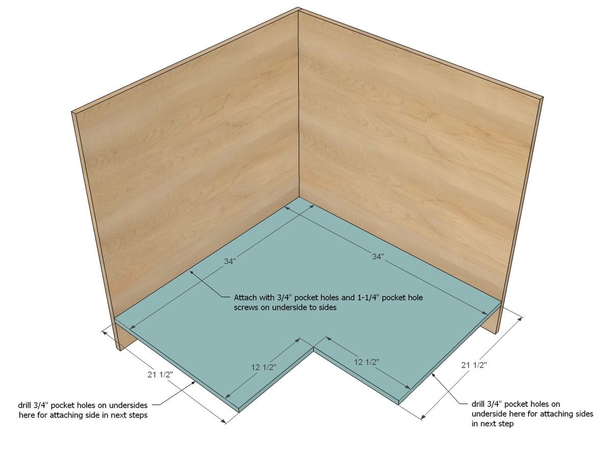 36" Corner Base Pie Cut Kitchen Cabinet — step 2