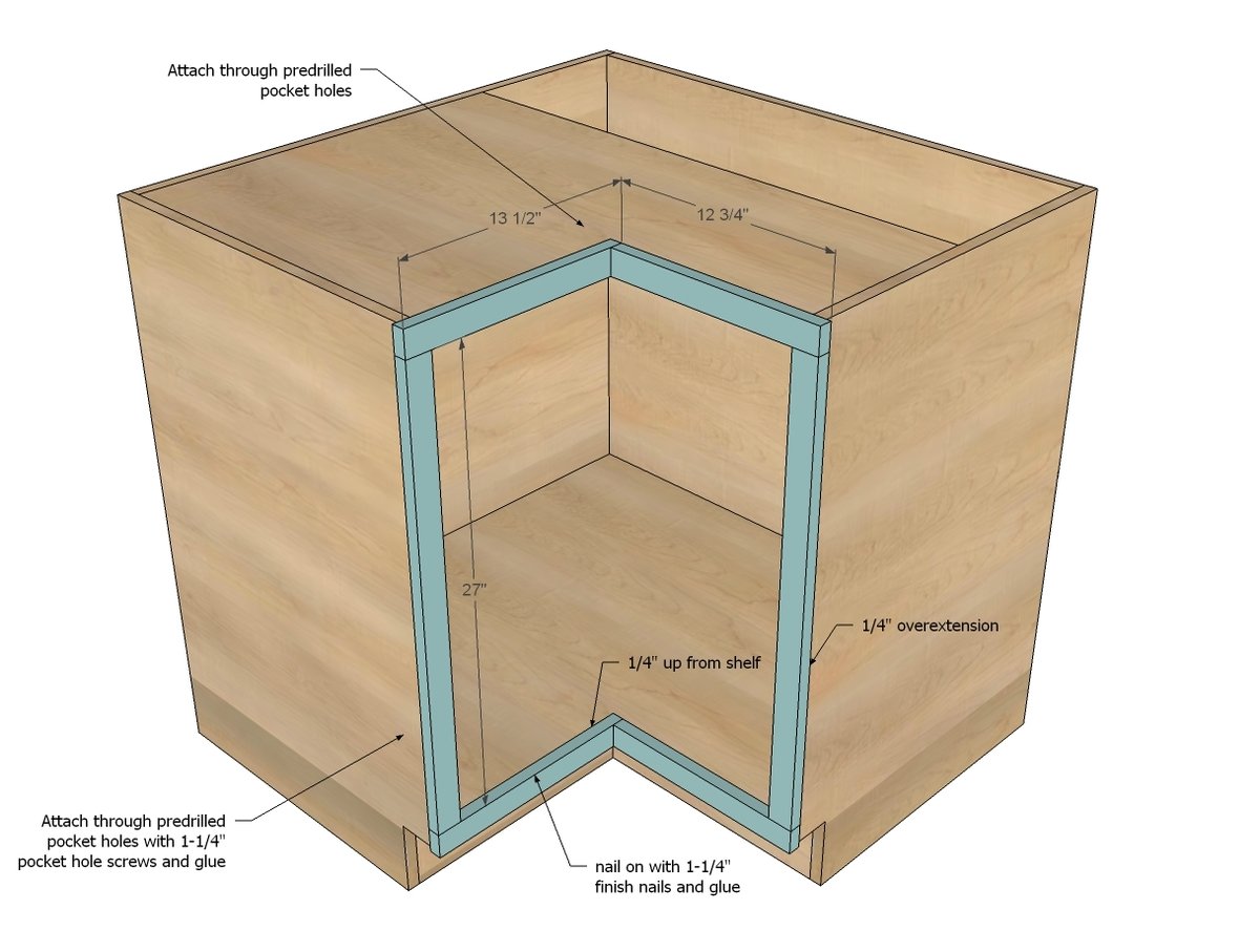 36" Corner Base Pie Cut Kitchen Cabinet — step 6