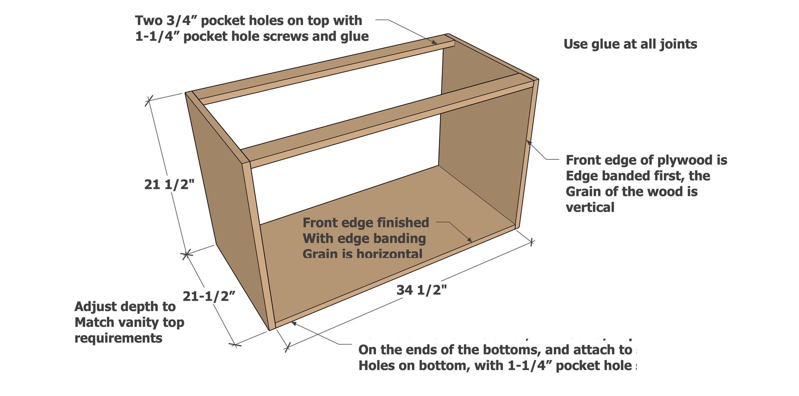 36" Floating Vanity Cabinet — step 1