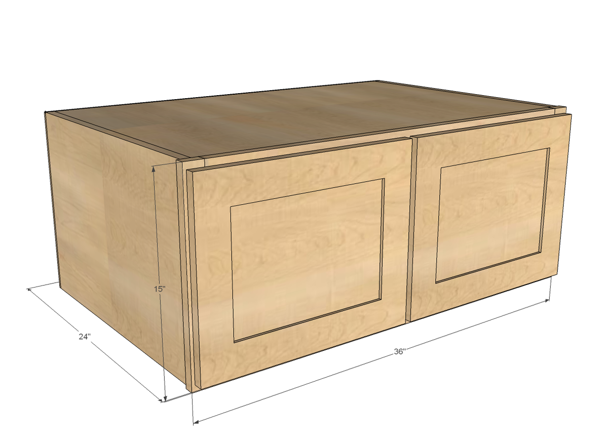 36" x 15" x 24" Above Fridge Wall Kitchen Cabinet dimension diagram 1