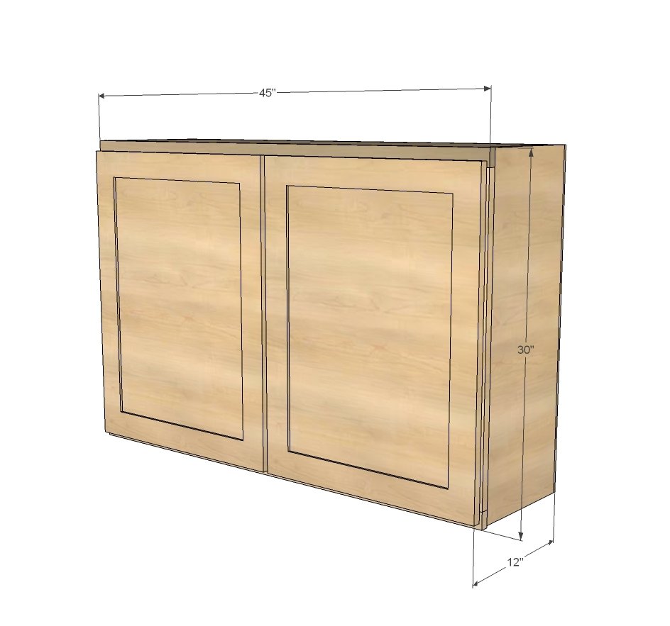 45" Wall Kitchen Cabinet dimension diagram 1