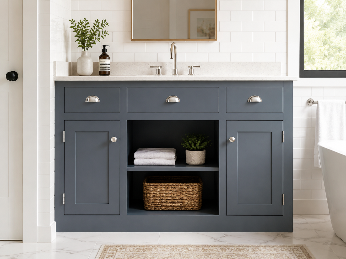 48" Open Shelf Center Bathroom Vanity