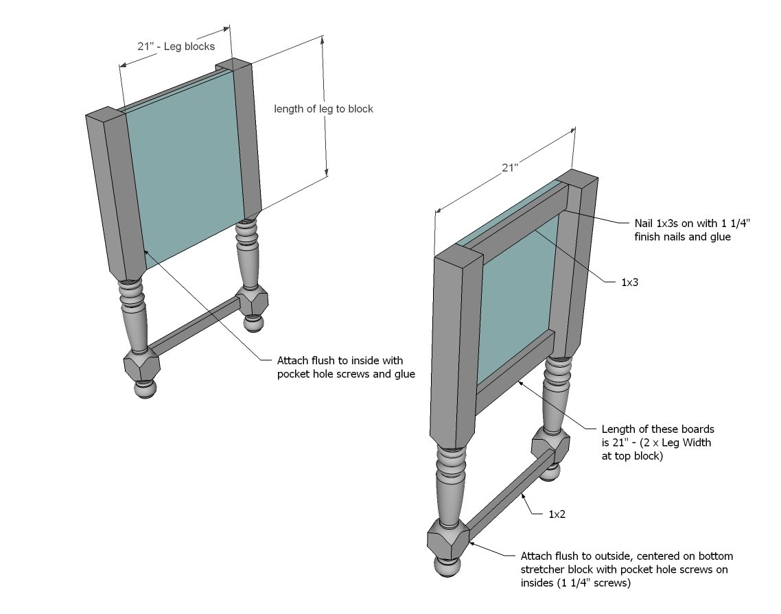 48" Turned Leg Vanity — step 1
