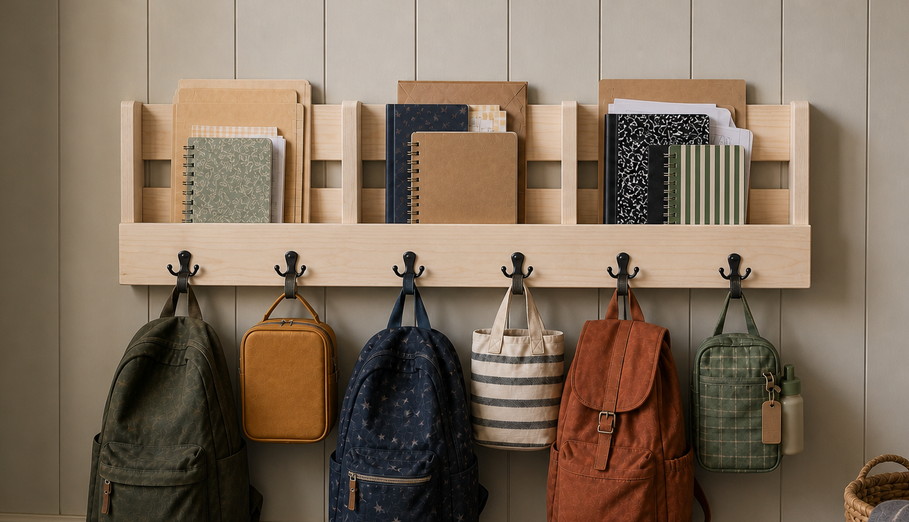 48" Wall Shelf with Hooks