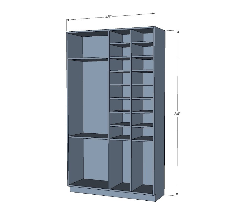 48" Wide Closet Units from HGTV Show dimension diagram 1