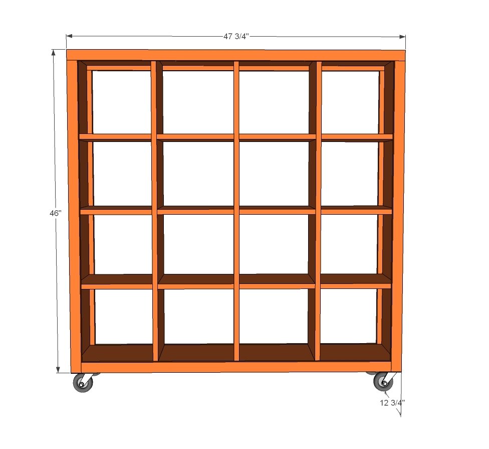 4x4 Rolling Cube Shelf dimension diagram 1