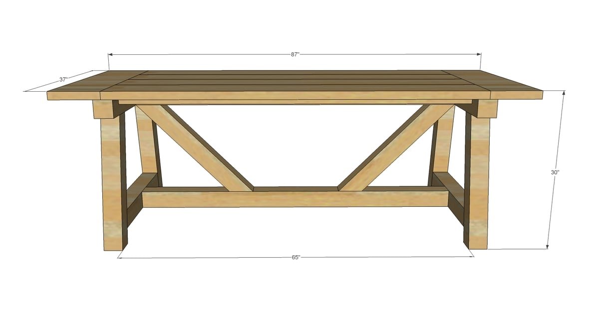4x4 Truss Beam Table dimension diagram 1