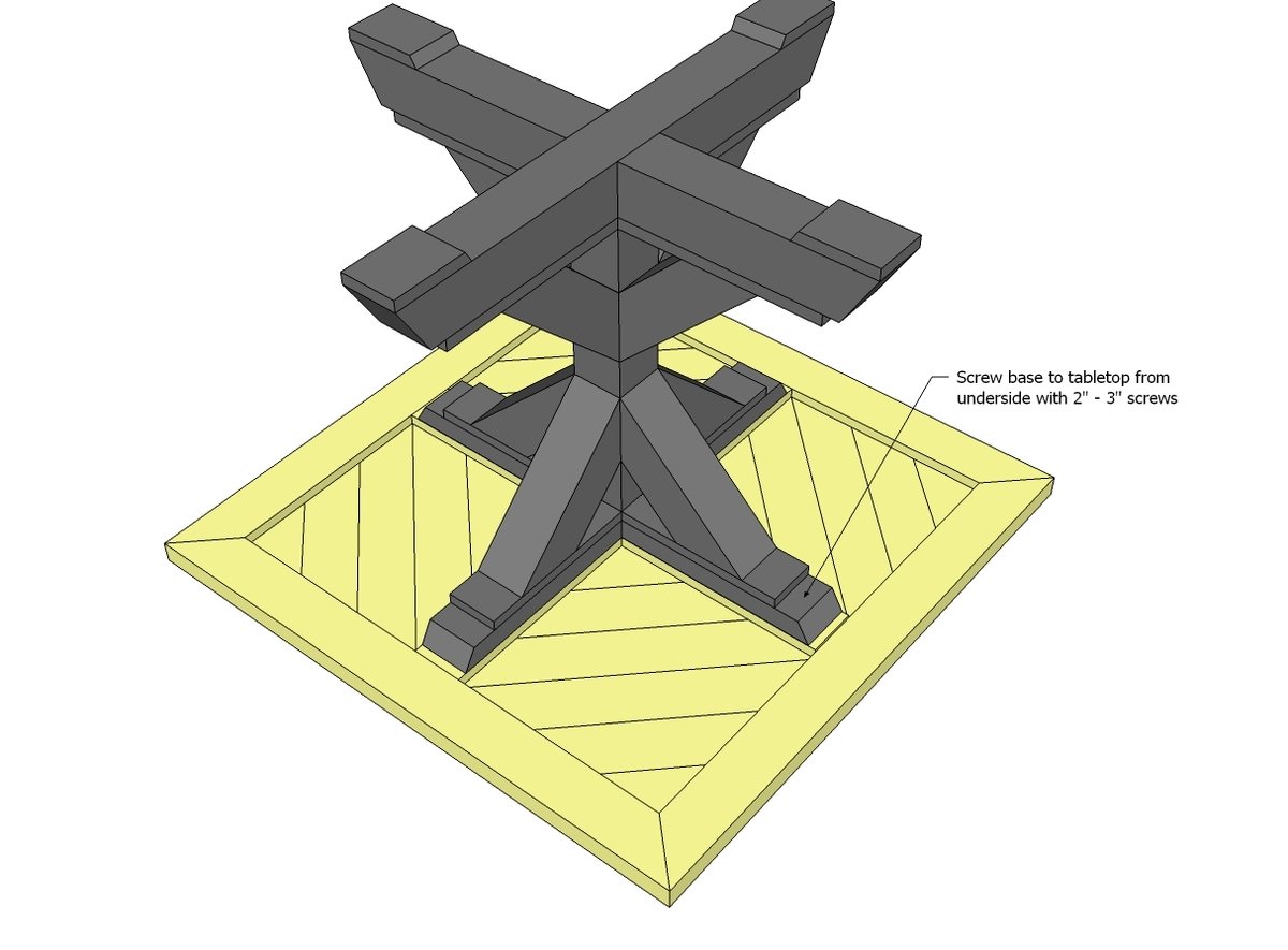 4x4 X Base Pedestal Dining Table with Planked Wood Top — step 11