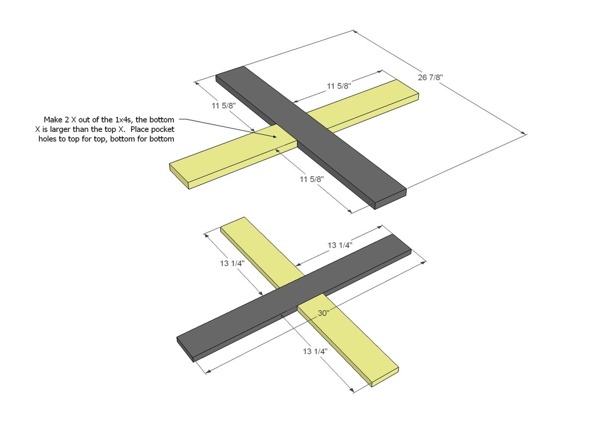 4x4 X Base Pedestal Dining Table with Planked Wood Top — step 1